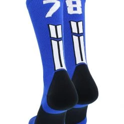 MadSportsStuff Royal Player ID Custom Number Crew Socks For Basketball Lacrosse Volleyball Boys And Girls