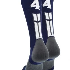 MadSportsStuff Volleyball Socks Navy Player ID Custom Number Crew Socks For Basketball Lacrosse Volleyball Boys And Girls