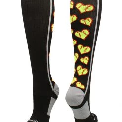 MadSportsStuff Softball Socks With Love Softball Hearts For Girls Or Women - Athletic Over The Calf Socks