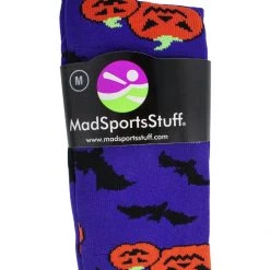 MadSportsStuff Baseball Socks Halloween Socks Pumpkins And Bats Over The Calf