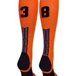 MadSportsStuff Softball Socks Orange And Black Player ID Custom Number Over The Calf Socks For Softball Baseball Football Boys And Girls 197 MadSportsStuff Softball Socks Orange And Black Player ID Custom Number Over The Calf Socks For Softball Baseball Football Boys And Girls