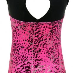 MadSportsStuff Leotards Keyhole Style Shiny Leopard Girls Gymnastics Leotard