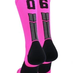 MadSportsStuff Neon Pink And Black Player ID Custom Number Crew Socks For Basketball Lacrosse Volleyball Boys And Girls 176 MadSportsStuff Neon Pink And Black Player ID Custom Number Crew Socks For Basketball Lacrosse Volleyball Boys And Girls