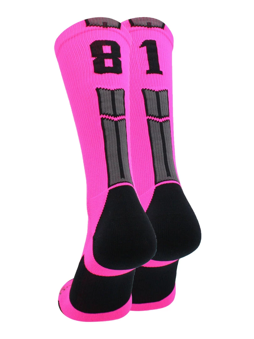 MadSportsStuff Neon Pink And Black Player ID Custom Number Crew Socks For Basketball Lacrosse Volleyball Boys And Girls 48 MadSportsStuff Neon Pink And Black Player ID Custom Number Crew Socks For Basketball Lacrosse Volleyball Boys And Girls