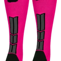 MadSportsStuff Baseball Socks Neon Pink And Black Player ID Custom Number Over The Calf Socks For Softball Baseball Football Boys And Girls