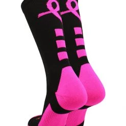 TCK Volleyball Socks Baseline Breast Cancer Awareness Athletic Crew Socks (Kids And Adult Sizes)