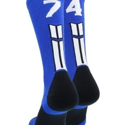 MadSportsStuff Volleyball Socks Royal Player ID Custom Number Crew Socks For Basketball Lacrosse Volleyball Boys And Girls