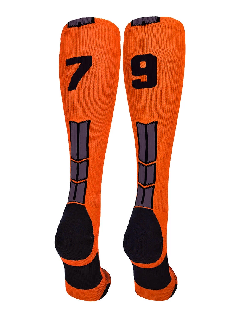 MadSportsStuff Softball Socks Orange And Black Player ID Custom Number Over The Calf Socks For Softball Baseball Football Boys And Girls 51 MadSportsStuff Softball Socks Orange And Black Player ID Custom Number Over The Calf Socks For Softball Baseball Football Boys And Girls