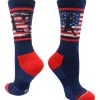 MadSportsStuff USA Football Socks With American Flag And Player Crew Length