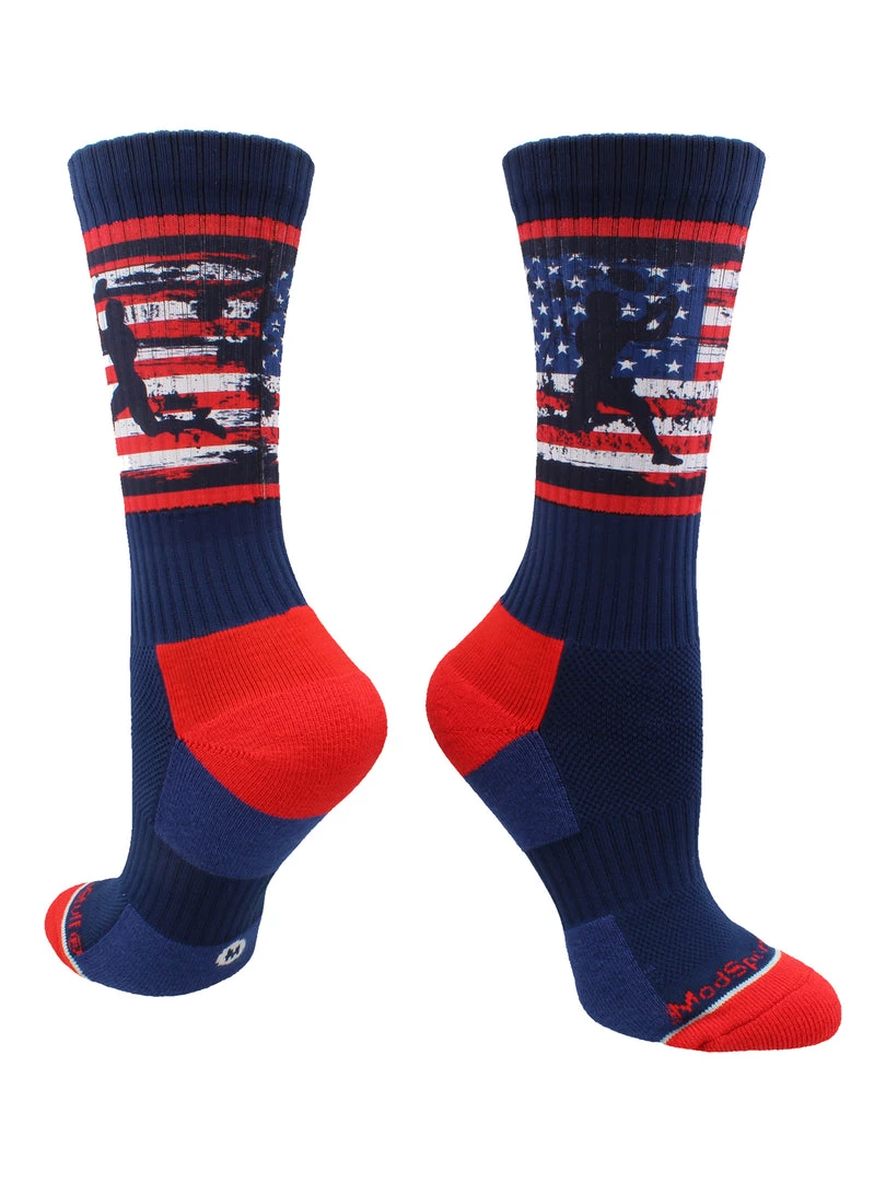 MadSportsStuff USA Football Socks With American Flag And Player Crew Length 1 MadSportsStuff USA Football Socks With American Flag And Player Crew Length