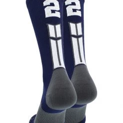 MadSportsStuff Navy Player ID Custom Number Crew Socks For Basketball Lacrosse Volleyball Boys And Girls