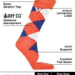 TCK Virginia Cavaliers Argyle Dress Socks NCAA Fanwear Crew Length