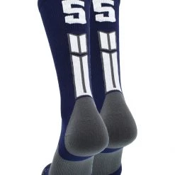 MadSportsStuff Volleyball Socks Navy Player ID Custom Number Crew Socks For Basketball Lacrosse Volleyball Boys And Girls