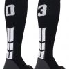 MadSportsStuff Softball Socks Black Player ID Custom Number Over The Calf Socks For Softball Baseball Football Boys And Girls