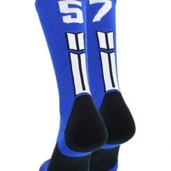 MadSportsStuff Volleyball Socks Royal Player ID Custom Number Crew Socks For Basketball Lacrosse Volleyball Boys And Girls
