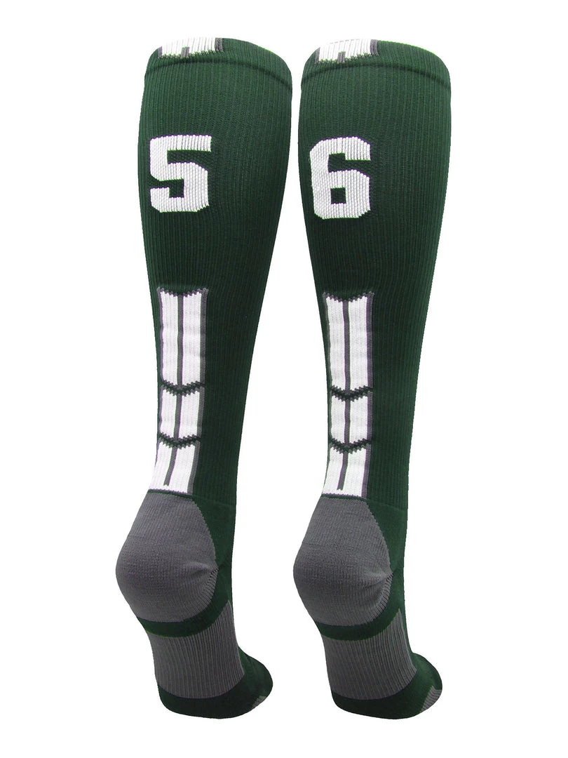 MadSportsStuff Dark Green Player ID Custom Number Over The Calf Socks For Softball Baseball Football Boys And Girls Softball Socks 24 MadSportsStuff Dark Green Player ID Custom Number Over The Calf Socks For Softball Baseball Football Boys And Girls Softball Socks
