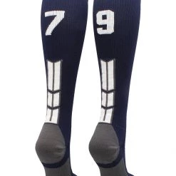 MadSportsStuff Navy Player ID Custom Number Over The Calf Socks For Softball Baseball Football Boys And Girls