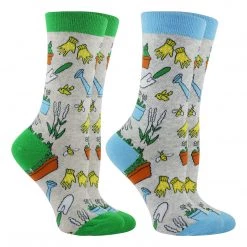 WHD Crazy Socks - Crew Garden Tools Socks For Women - Gardeners Gift - 2-Pack