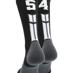MadSportsStuff Black Player ID Custom Number Crew Socks For Basketball Lacrosse Volleyball Boys And Girls Volleyball Socks