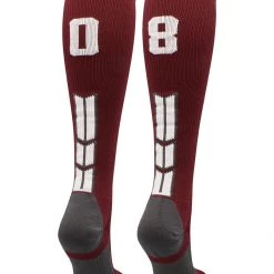 MadSportsStuff Maroon Player ID Custom Number Over The Calf Socks For Softball Baseball Football Boys And Girls Softball Socks