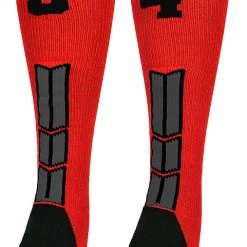 MadSportsStuff Red And Black Player ID Custom Number Over The Calf Socks For Softball Baseball Football Boys And Girls Baseball Socks 131 MadSportsStuff Red And Black Player ID Custom Number Over The Calf Socks For Softball Baseball Football Boys And Girls Baseball Socks