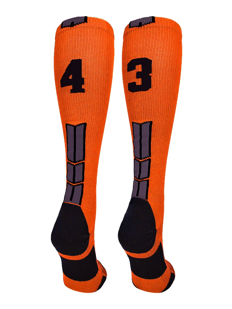 MadSportsStuff Orange And Black Player ID Custom Number Over The Calf Socks For Softball Baseball Football Boys And Girls 87 MadSportsStuff Orange And Black Player ID Custom Number Over The Calf Socks For Softball Baseball Football Boys And Girls