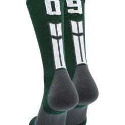 MadSportsStuff Volleyball Socks Dark Green Player ID Custom Number Crew Socks For Basketball Lacrosse Volleyball Boys And Girls