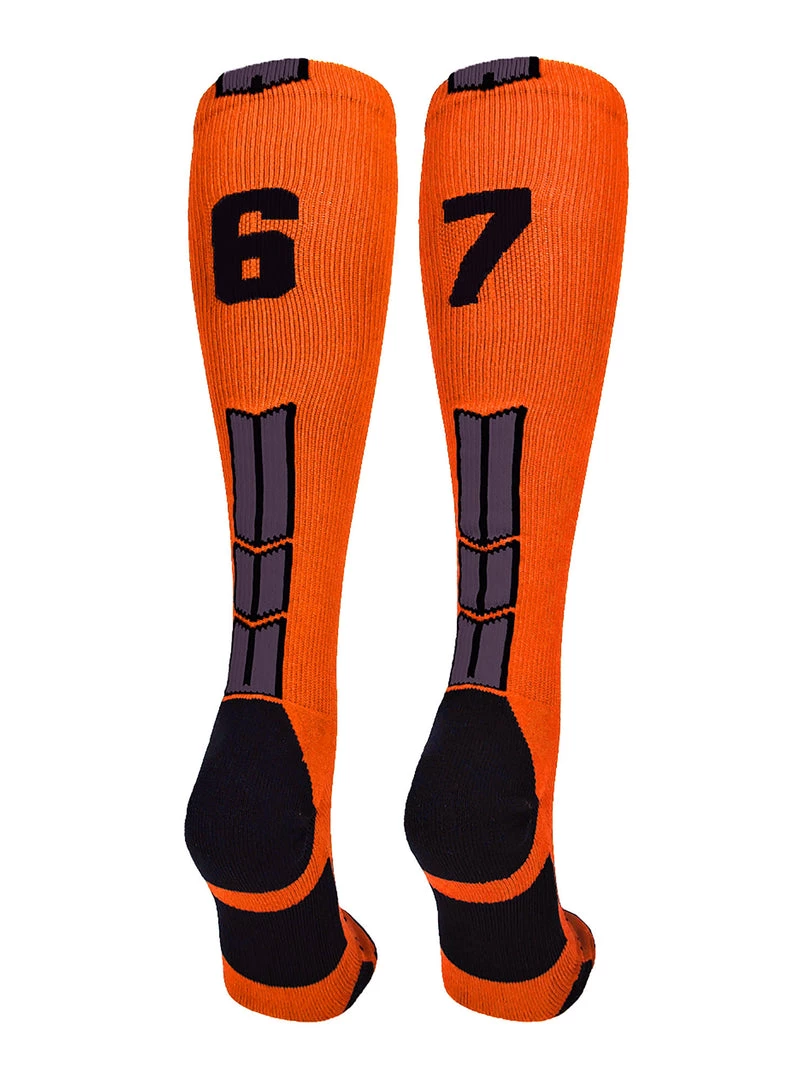 MadSportsStuff Softball Socks Orange And Black Player ID Custom Number Over The Calf Socks For Softball Baseball Football Boys And Girls 13 MadSportsStuff Softball Socks Orange And Black Player ID Custom Number Over The Calf Socks For Softball Baseball Football Boys And Girls