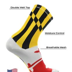 TCK Lacrosse Socks Maryland Flag Crew Socks 9 TCK Lacrosse Socks Maryland Flag Crew Socks