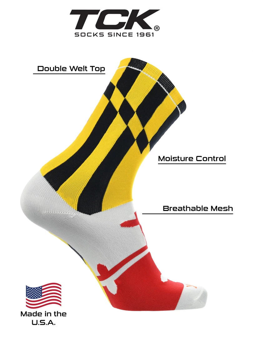 TCK Lacrosse Socks Maryland Flag Crew Socks 3 TCK Lacrosse Socks Maryland Flag Crew Socks