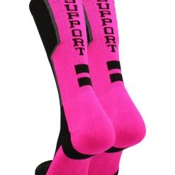 MadSportsStuff Pink Ribbon Breast Cancer Awareness Support Athletic Crew Socks Baseball Socks