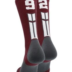 MadSportsStuff Maroon Player ID Custom Number Crew Socks For Basketball Lacrosse Volleyball Boys And Girls Volleyball Socks