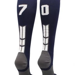 MadSportsStuff Navy Player ID Custom Number Over The Calf Socks For Softball Baseball Football Boys And Girls Softball Socks