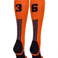 MadSportsStuff Softball Socks Orange And Black Player ID Custom Number Over The Calf Socks For Softball Baseball Football Boys And Girls 210 MadSportsStuff Softball Socks Orange And Black Player ID Custom Number Over The Calf Socks For Softball Baseball Football Boys And Girls