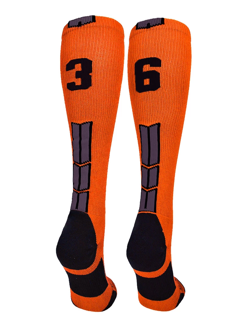 MadSportsStuff Orange And Black Player ID Custom Number Over The Calf Socks For Softball Baseball Football Boys And Girls 105 MadSportsStuff Orange And Black Player ID Custom Number Over The Calf Socks For Softball Baseball Football Boys And Girls