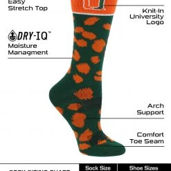 TCK Miami Hurricanes Socks Womens Savage Crew Socks All Schools