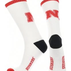 TCK Nebraska Cornhuskers Socks Basic Crew White Socks All Schools