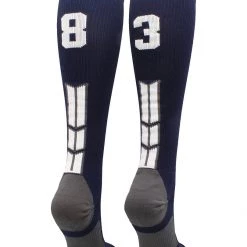 MadSportsStuff Navy Player ID Custom Number Over The Calf Socks For Softball Baseball Football Boys And Girls Softball Socks