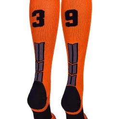 MadSportsStuff Softball Socks Orange And Black Player ID Custom Number Over The Calf Socks For Softball Baseball Football Boys And Girls 196 MadSportsStuff Softball Socks Orange And Black Player ID Custom Number Over The Calf Socks For Softball Baseball Football Boys And Girls