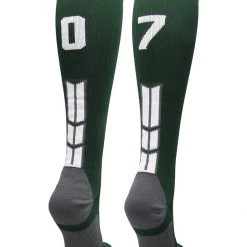MadSportsStuff Dark Green Player ID Custom Number Over The Calf Socks For Softball Baseball Football Boys And Girls