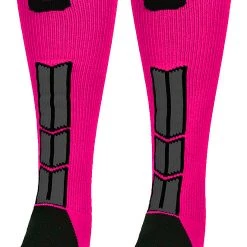 MadSportsStuff Neon Pink And Black Player ID Custom Number Over The Calf Socks For Softball Baseball Football Boys And Girls Baseball Socks