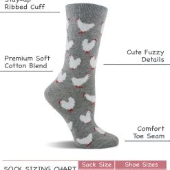 WHD Chicken Socks For Women With Fuzzy Feather Chickens - Chicken Lovers Gift - 2-Pack