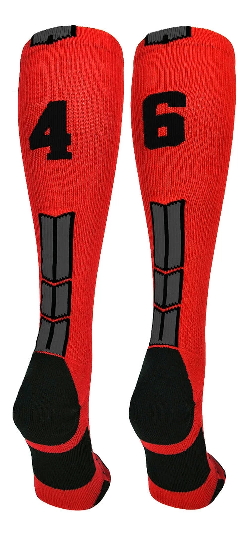 MadSportsStuff Red And Black Player ID Custom Number Over The Calf Socks For Softball Baseball Football Boys And Girls Baseball Socks 84 MadSportsStuff Red And Black Player ID Custom Number Over The Calf Socks For Softball Baseball Football Boys And Girls Baseball Socks