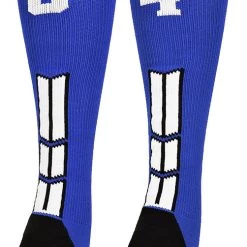 MadSportsStuff Royal Player ID Custom Number Over The Calf Socks For Softball Baseball Football Boys And Girls