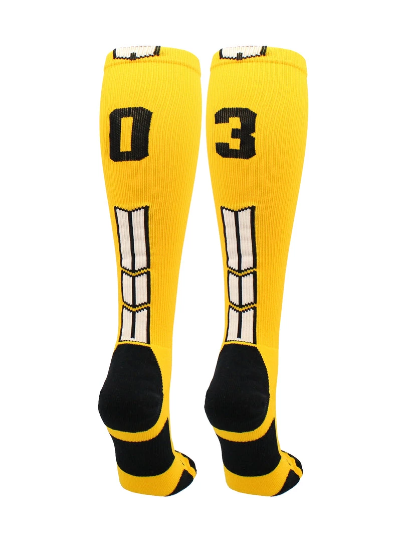 MadSportsStuff Softball Socks Gold Player ID Custom Number Over The Calf Socks For Softball Baseball Football Boys And Girls 75 MadSportsStuff Softball Socks Gold Player ID Custom Number Over The Calf Socks For Softball Baseball Football Boys And Girls