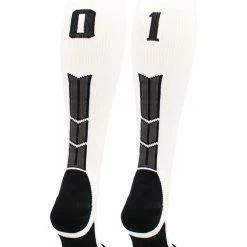 MadSportsStuff White Player ID Custom Number Over The Calf Socks For Softball Baseball Football Boys And Girls Softball Socks