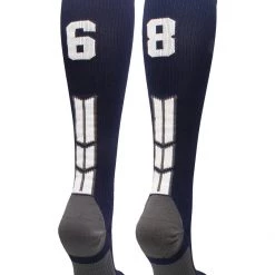 MadSportsStuff Navy Player ID Custom Number Over The Calf Socks For Softball Baseball Football Boys And Girls Softball Socks