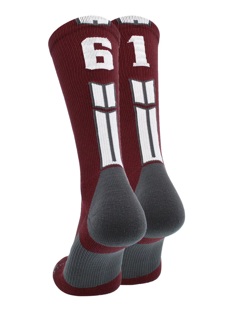 MadSportsStuff Maroon Player ID Custom Number Crew Socks For Basketball Lacrosse Volleyball Boys And Girls Volleyball Socks 18 MadSportsStuff Maroon Player ID Custom Number Crew Socks For Basketball Lacrosse Volleyball Boys And Girls Volleyball Socks