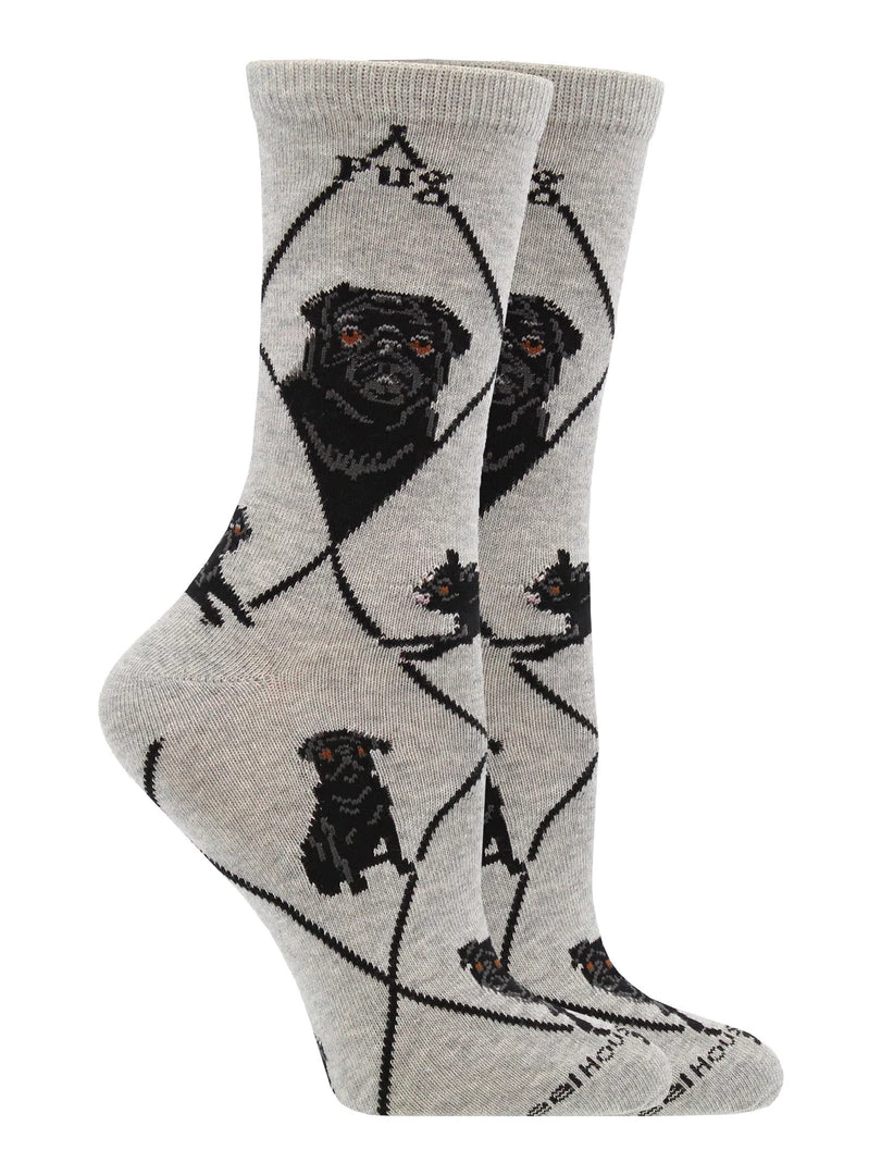 WHD Pug Socks For Women Gift For Dog Lovers Crazy Socks - Crew 4 WHD Pug Socks For Women Gift For Dog Lovers Crazy Socks - Crew