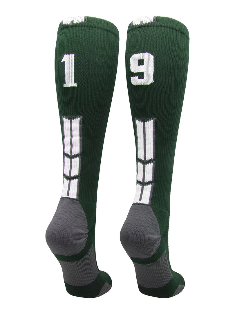 MadSportsStuff Dark Green Player ID Custom Number Over The Calf Socks For Softball Baseball Football Boys And Girls Softball Socks 60 MadSportsStuff Dark Green Player ID Custom Number Over The Calf Socks For Softball Baseball Football Boys And Girls Softball Socks